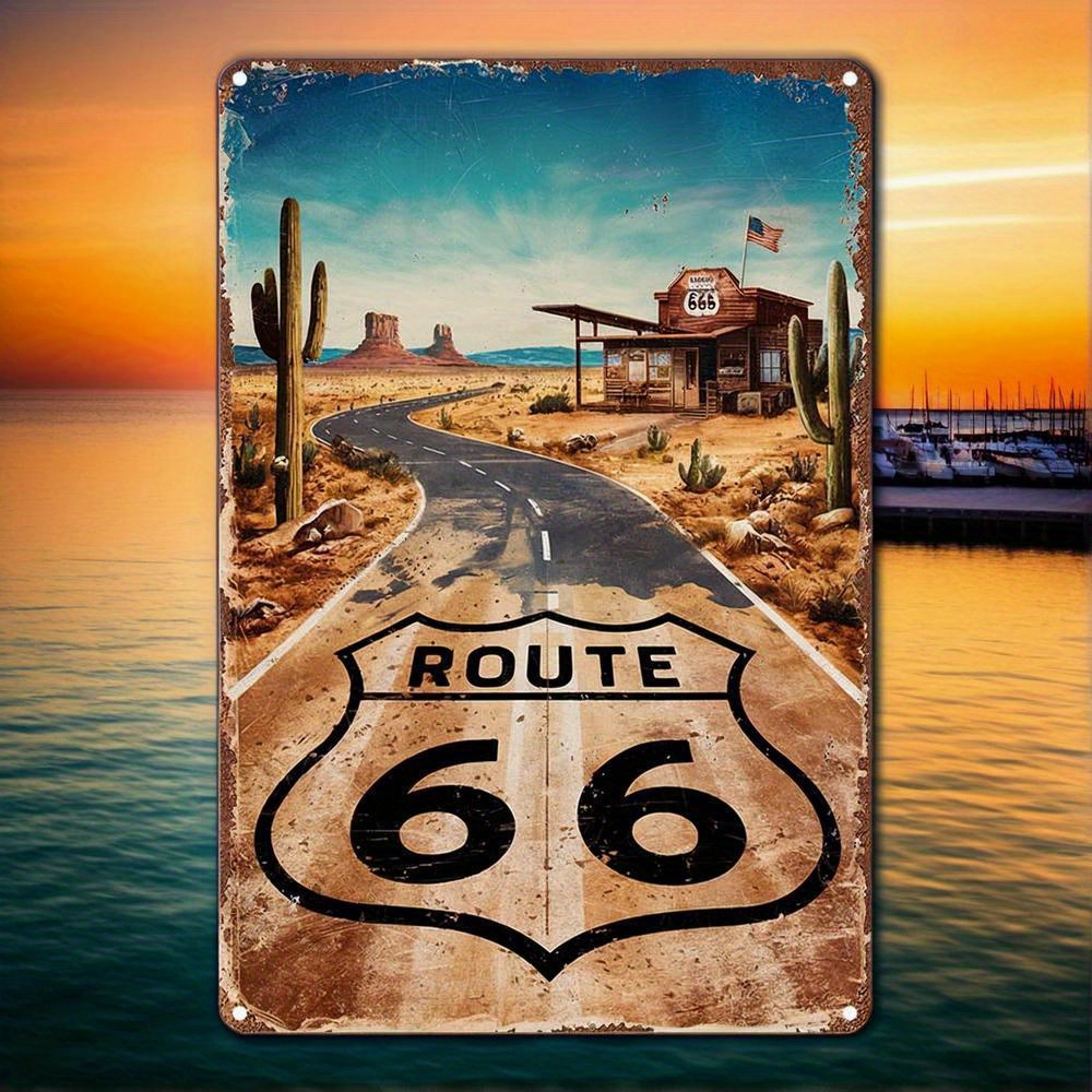 Brass Weight Plate - Vintage Route 66 Metal Sign -