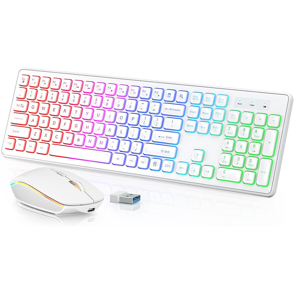 Gaming Keyboard That Is Quiet - Backlit Wireless Keyboard and Mouse,Quiet Light