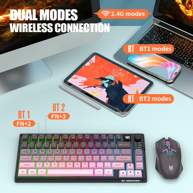 Dual-Mode 2.4G Bluetooth Wirel - Gaming Keyboard And Mouse Set review and price