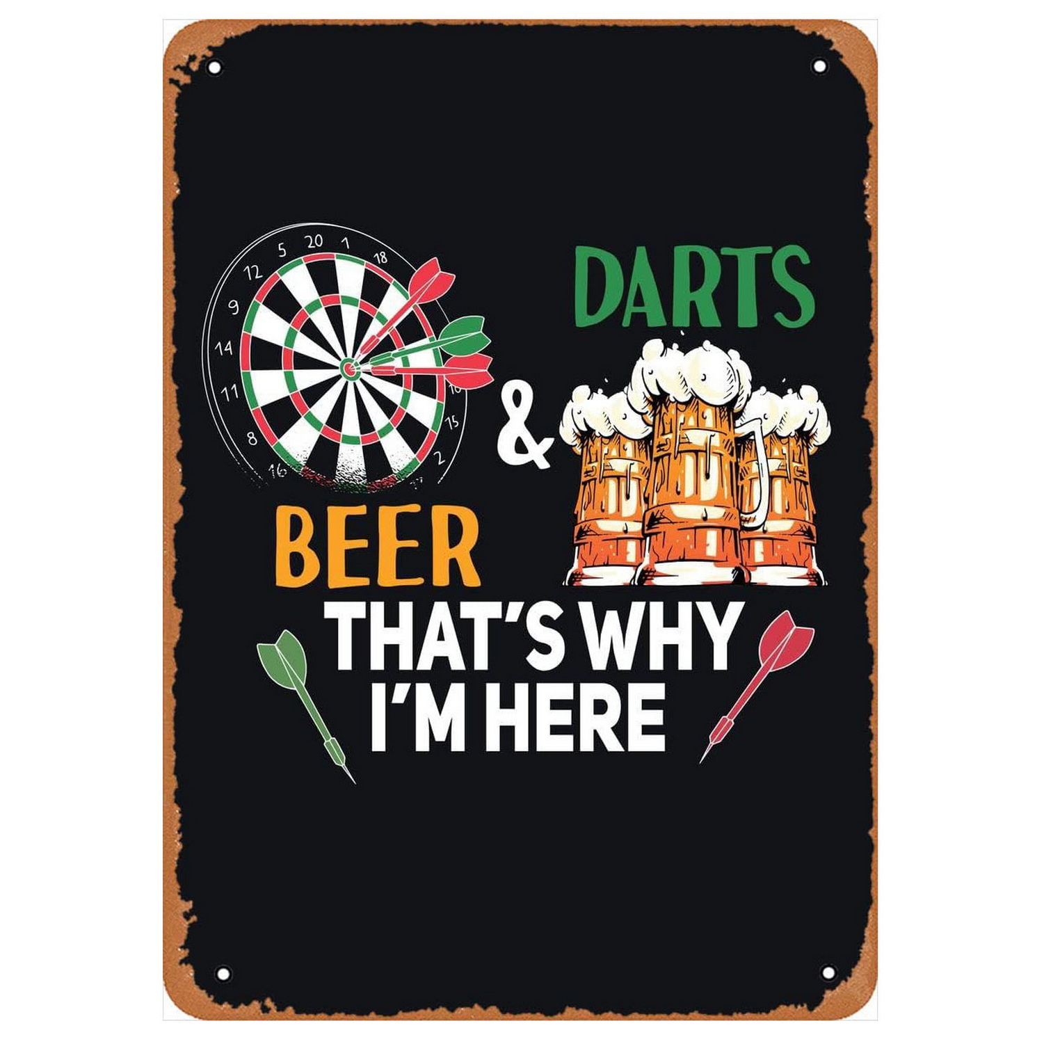 Vintage Darts & Beer Tin Sign, - Brass Weight Plate review and price