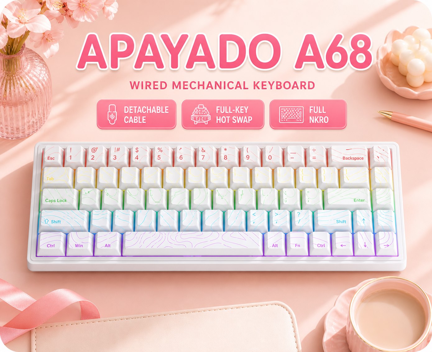 APAYADO A68 Wired Mechanical K - Keyboard Gaming Blue Switch review and price